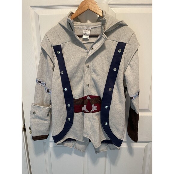 Spirit Halloween Assasins Creed Hooded Jacket Cosplay Gray Teen Large 12-14 NWT - Picture 2 of 16